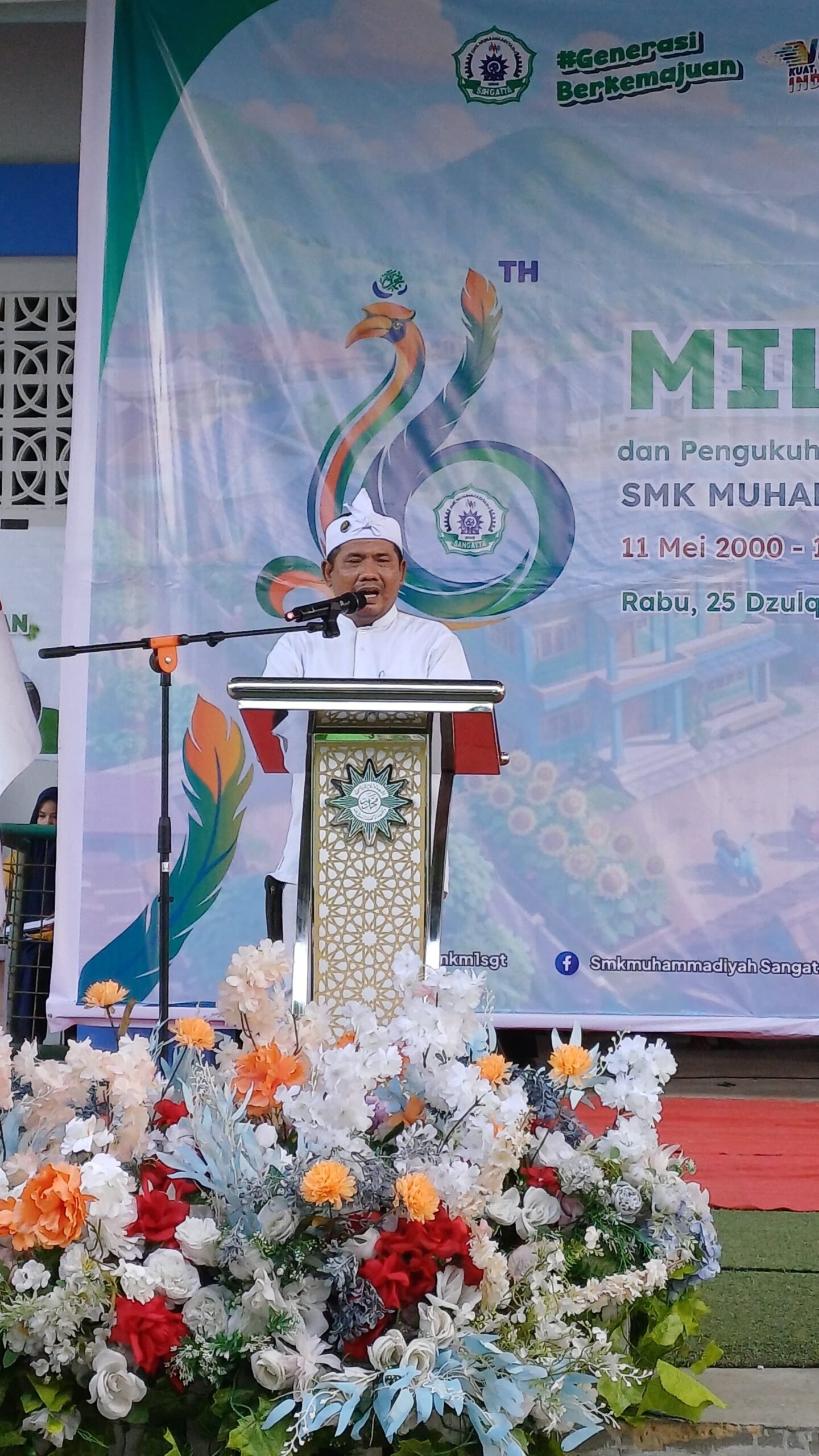 Foto : KYF, Menyampaikan Sambutan Setelah Dikukuhkan Memimpin IKA SMK Muhammadiyah Sangtta, Kutim.